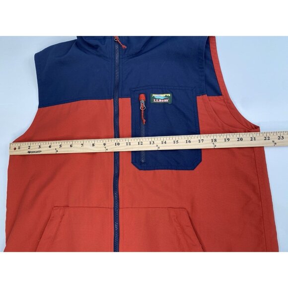 LL Bean Mountain Classic Vest Mens M Reg Orange Blue Nylon Shell Packable Zip - Picture 12 of 14